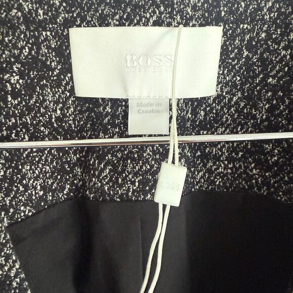 BOSS NWOT Jevanala Cropped Tweed Blazer Black White Workwear Business Office 4P - Picture 8 of 10